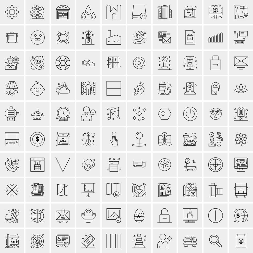 ensemble de 100 icônes de ligne d'activité créative vecteur