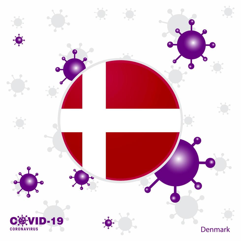 priez pour le danemark covid19 coronavirus typographie drapeau restez à la maison restez en bonne santé prenez soin de votre propre santé vecteur