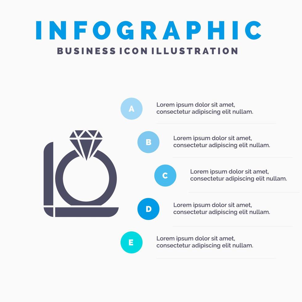 bague diamant coffret cadeau infographie modèle de présentation présentation en 5 étapes vecteur