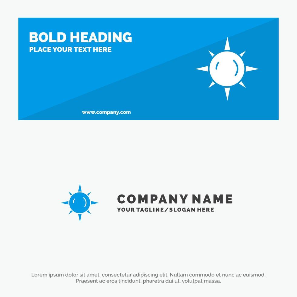 bannière de site Web d'icône solide lumière du jour du soleil et modèle de logo d'entreprise vecteur