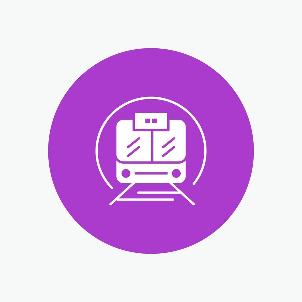 icône de glyphe blanc public de train de transport de train de vitesse vecteur