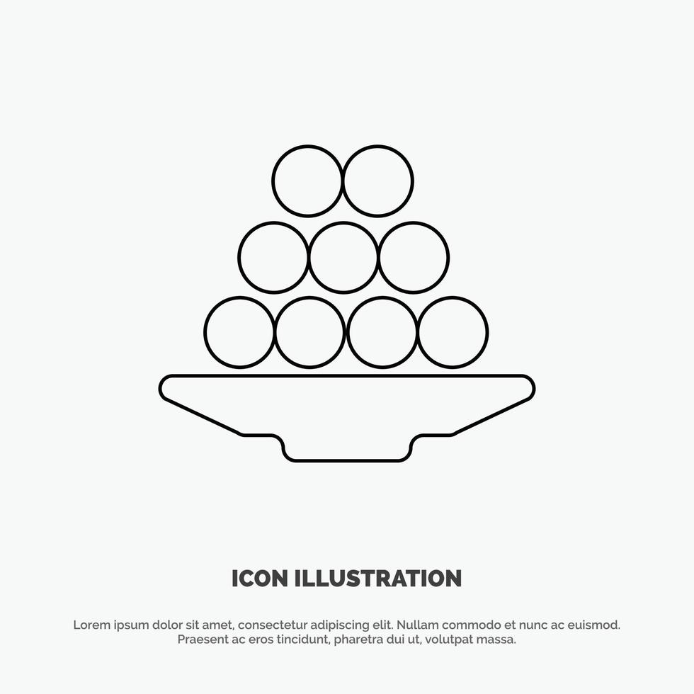 bol délicatesse dessert indien laddu sucré traiter ligne icône vecteur