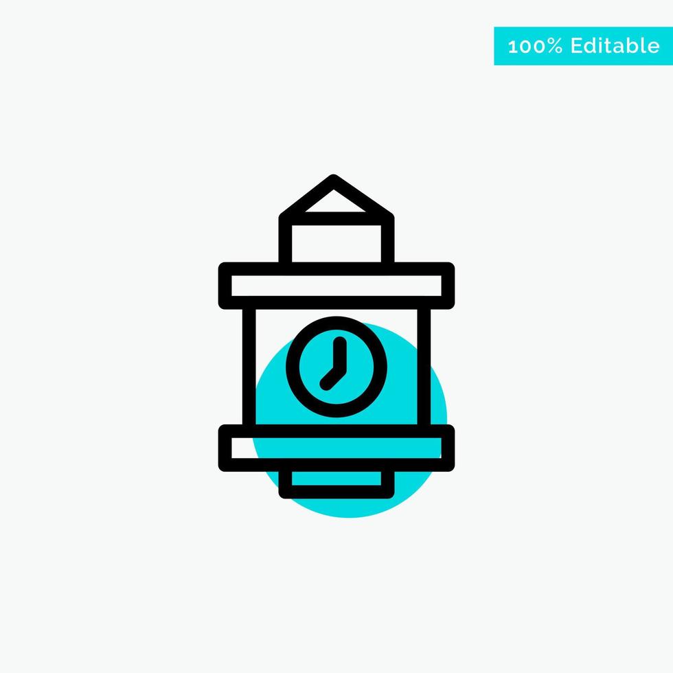 icône de vecteur de point de cercle de surbrillance turquoise de la gare de temps de train