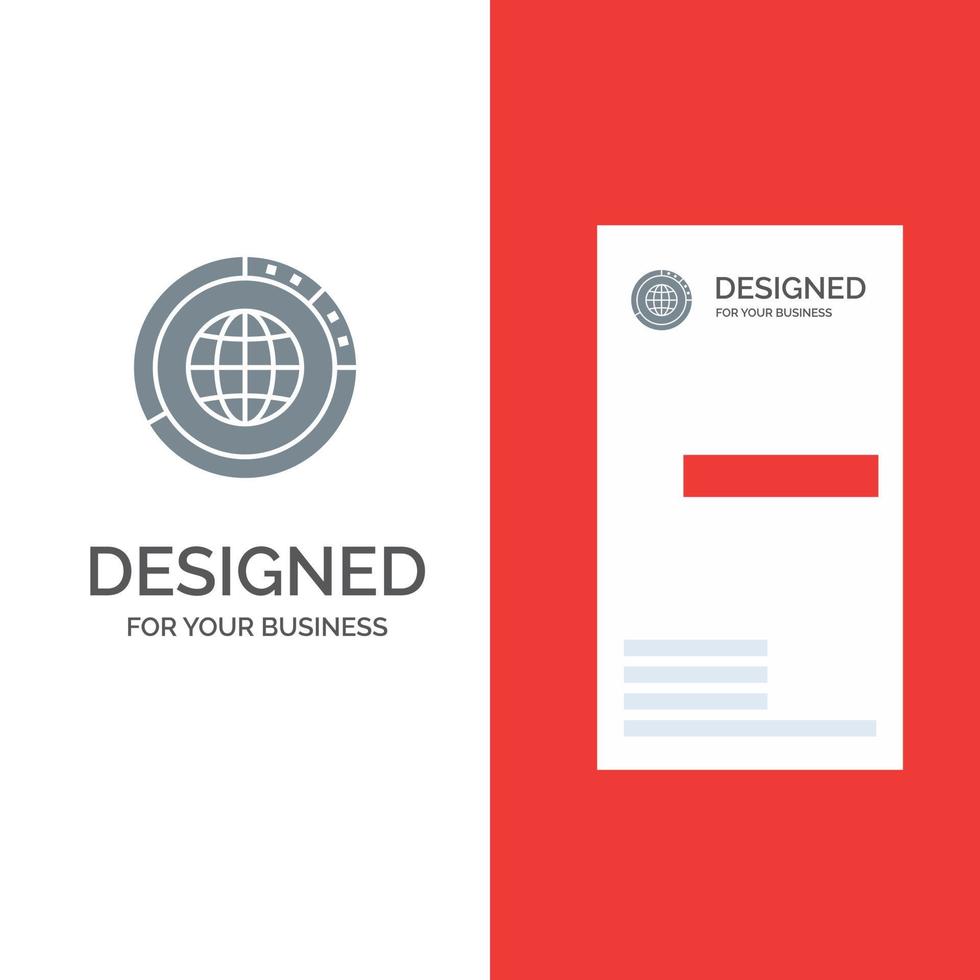 données de gestion global globe ressources statistiques monde gris logo design et modèle de carte de visite vecteur