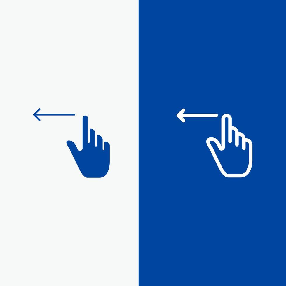 gestes des doigts main gauche ligne et glyphe icône solide bannière bleue ligne et glyphe icône solide bannière bleue vecteur