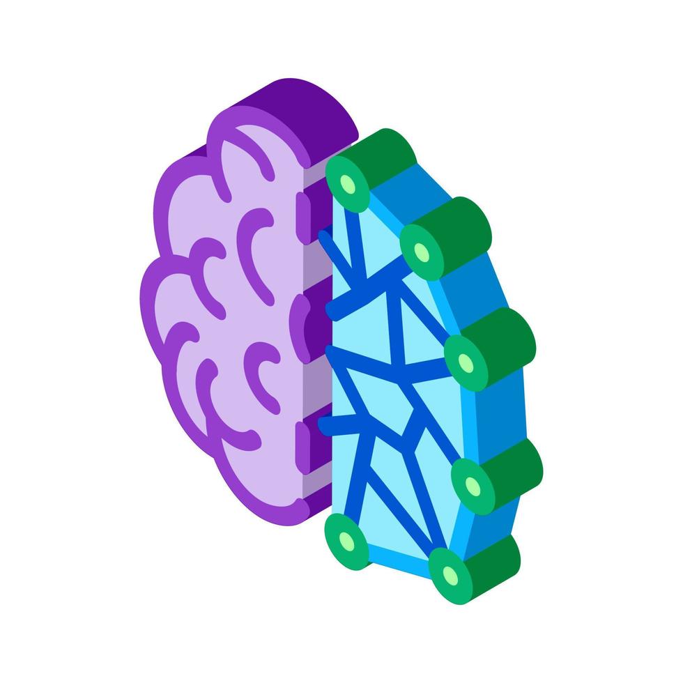 intelligence artificielle, ai cerveau humain et numérique icône isométrique illustration vectorielle vecteur