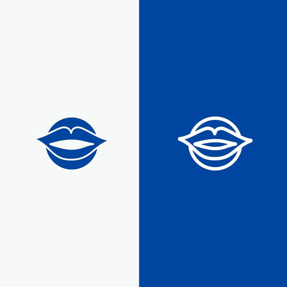 lèvres bouche saint valentin visage beauté ligne et glyphe icône solide bannière bleue ligne et glyphe icône solide bannière bleue vecteur