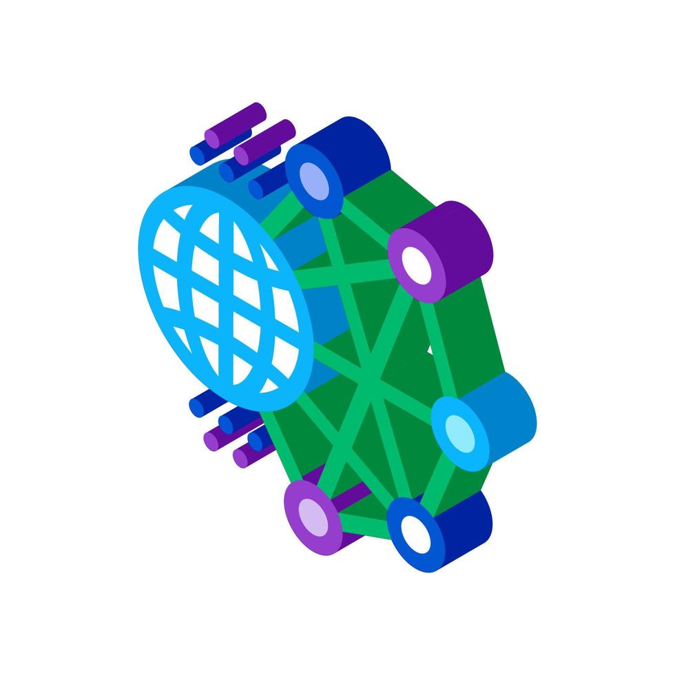 illustration vectorielle d'icône isométrique d'apprentissage automatique de réseau mondial vecteur