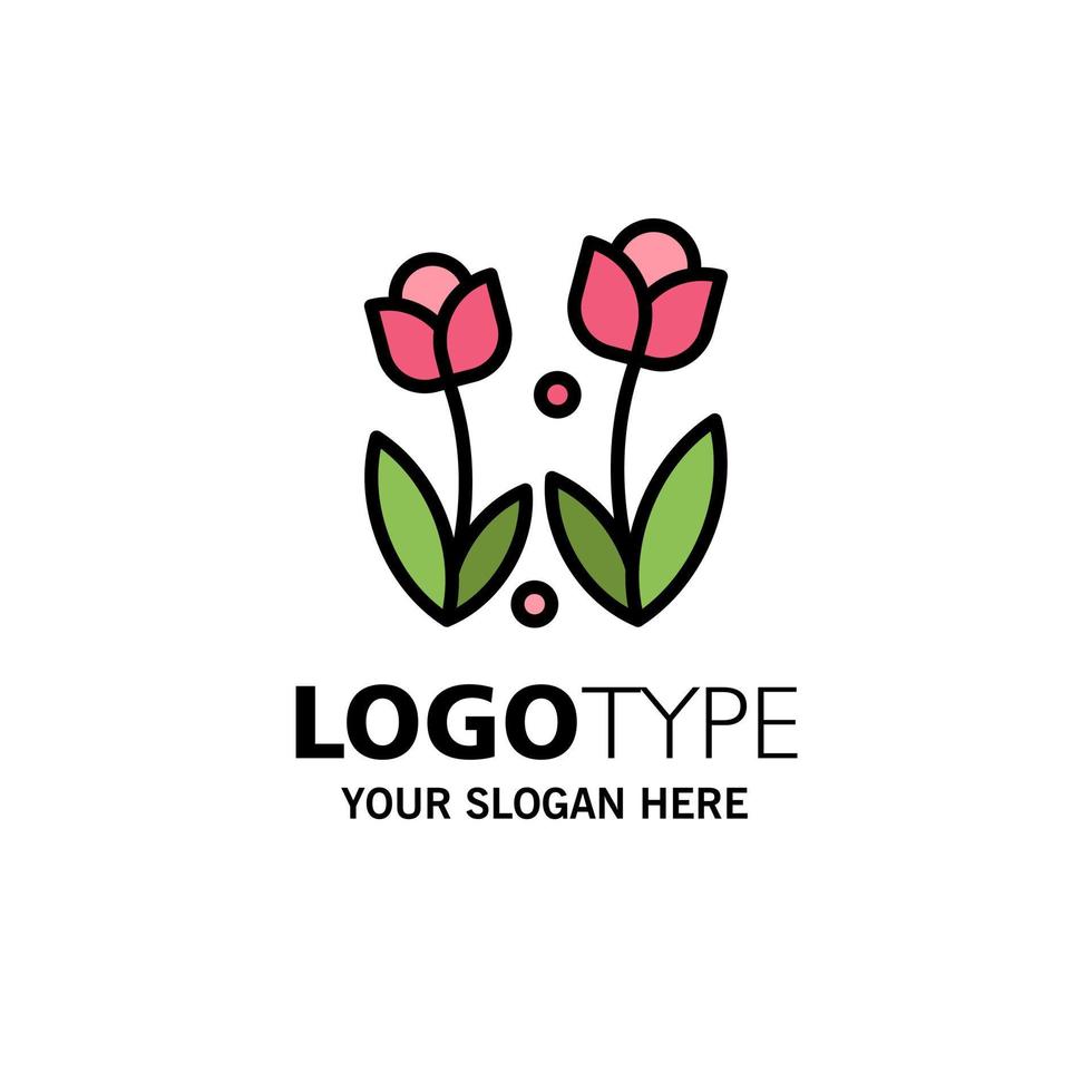 flore fleur nature rose printemps entreprise logo modèle plat couleur vecteur