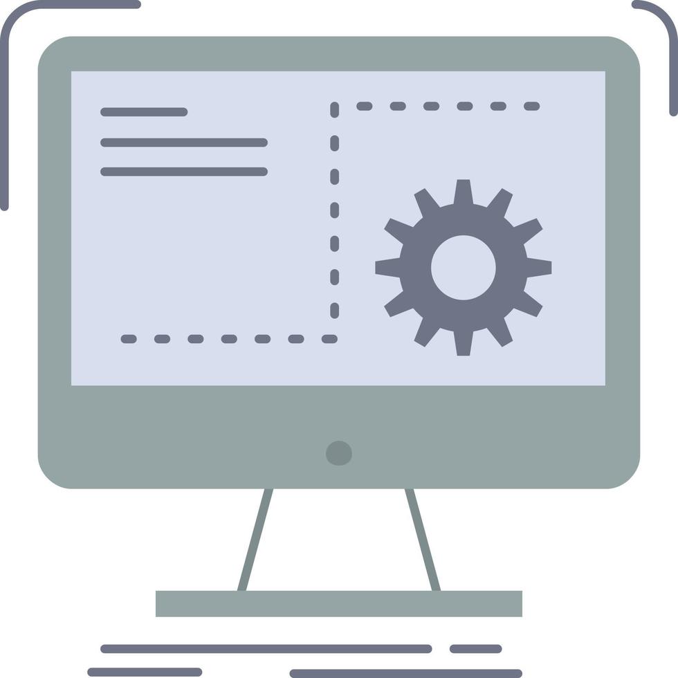 commande ordinateur fonction processus progrès plat couleur icône vecteur