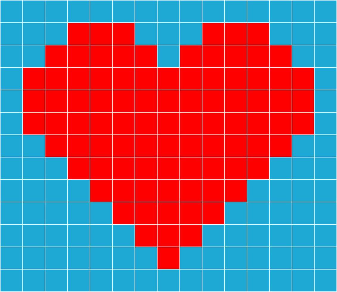 coeur pixel rouge sur fond bleu vecteur