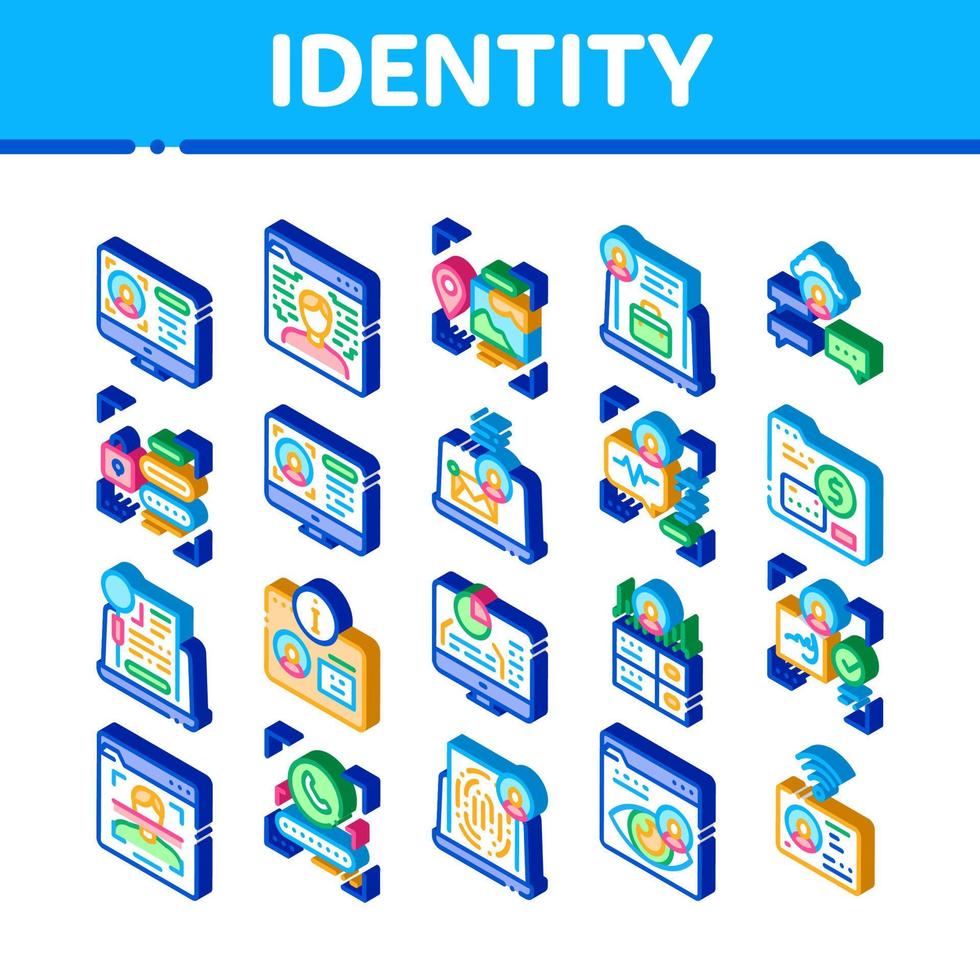 vecteur d'icônes isométriques d'utilisateur d'identité numérique
