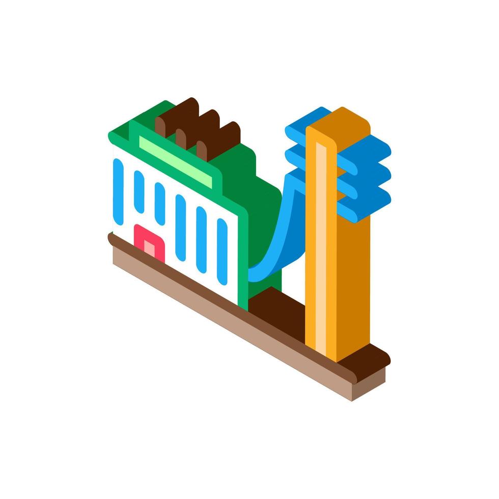 bâtiment connecté électricité poste isométrique icône illustration vectorielle vecteur