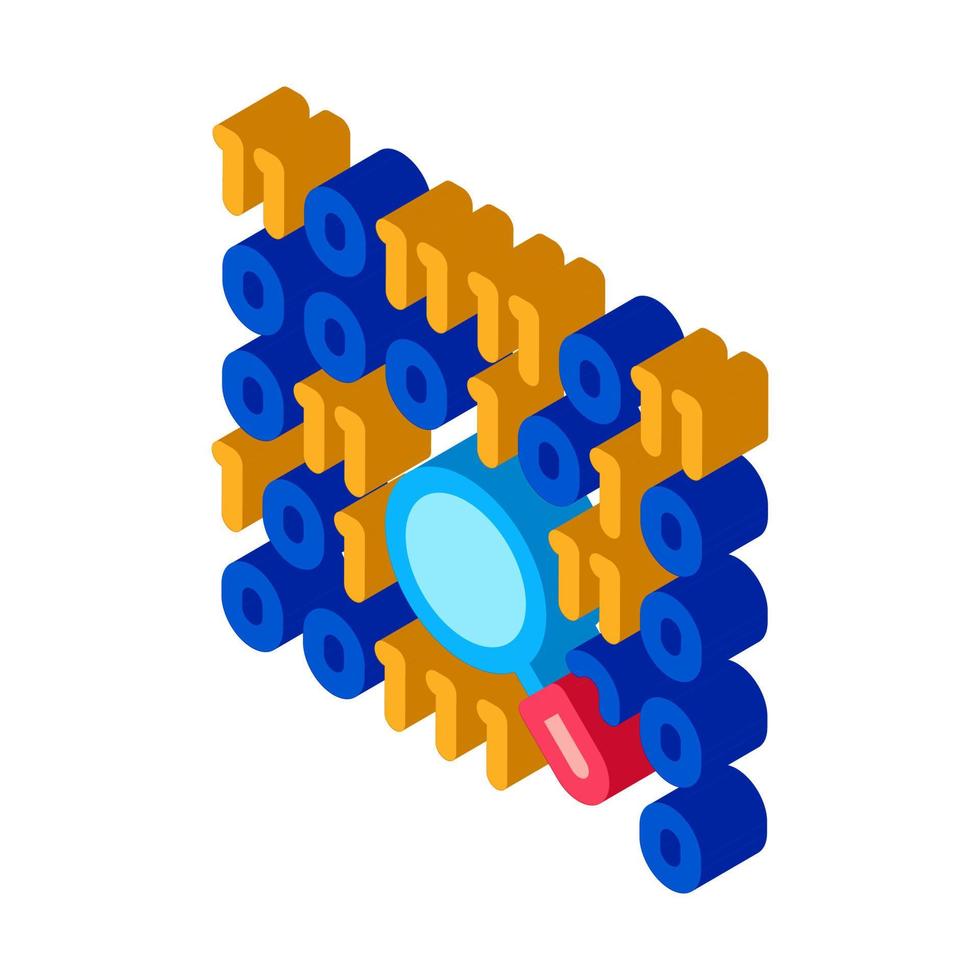 illustration vectorielle d'icône isométrique de code binaire de recherche vecteur