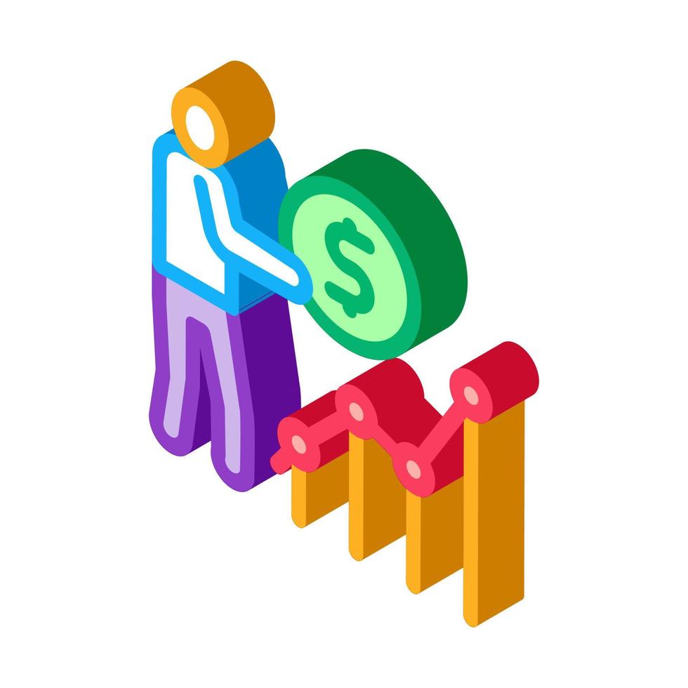 homme gagner de l'argent infographie icône isométrique illustration vectorielle vecteur