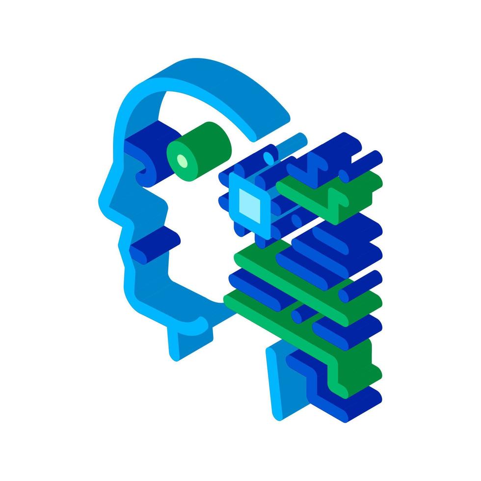 illustration vectorielle d'icône isométrique d'intelligence artificielle cyborg vecteur