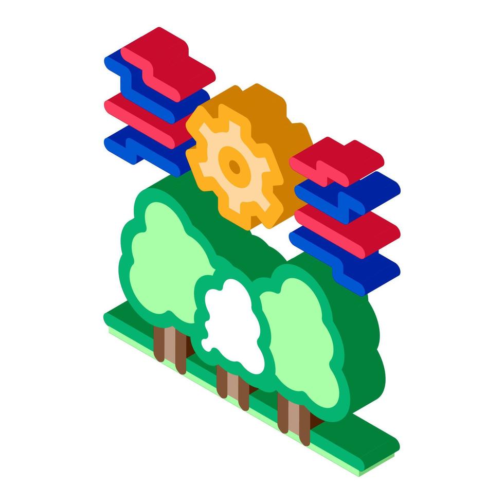 illustration vectorielle d'icône isométrique d'engrenage mécanique forestier vecteur