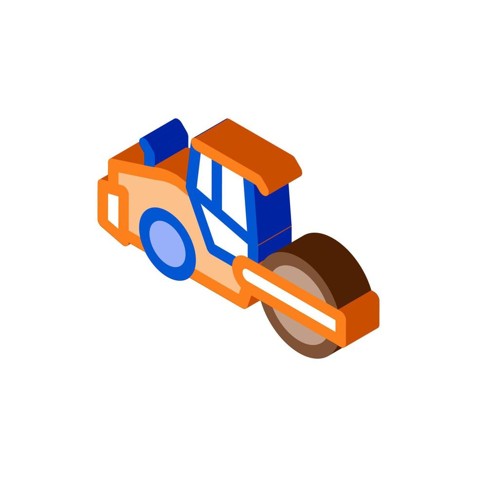 illustration vectorielle d'icône isométrique de tracteur de pavage de réparation de route vecteur