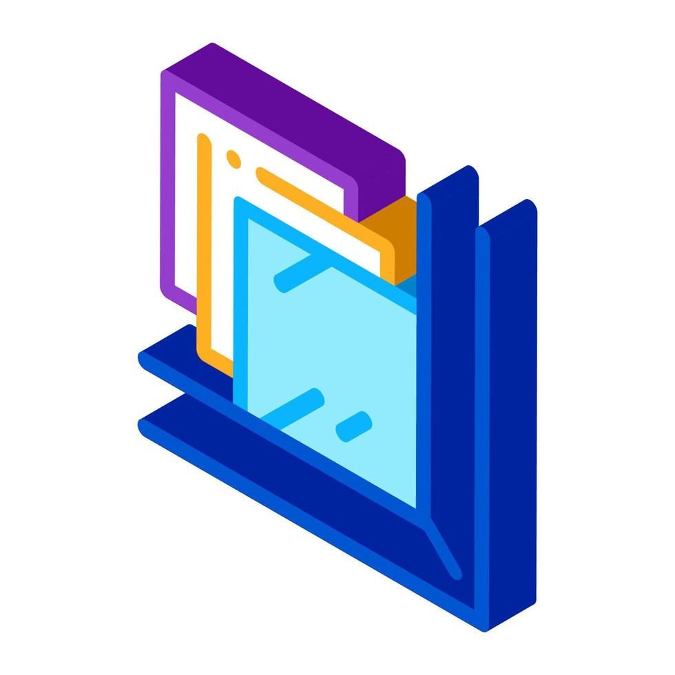illustration vectorielle d'icône isométrique de fenêtre en verre feuilleté vecteur