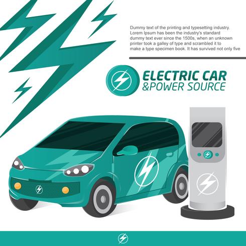 Voiture électrique et chargeur Cool Concept Vector