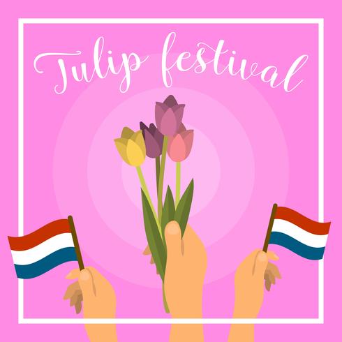 Illustration vectorielle de plat néerlandais Tulip Festival vecteur