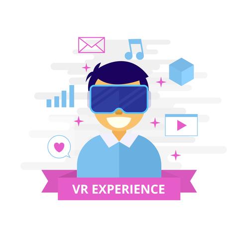 Illustration vectorielle expérience de réalité virtuelle vecteur