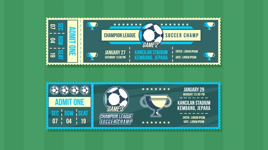 Vecteur gratuit de Soccer Champ Event Ticket