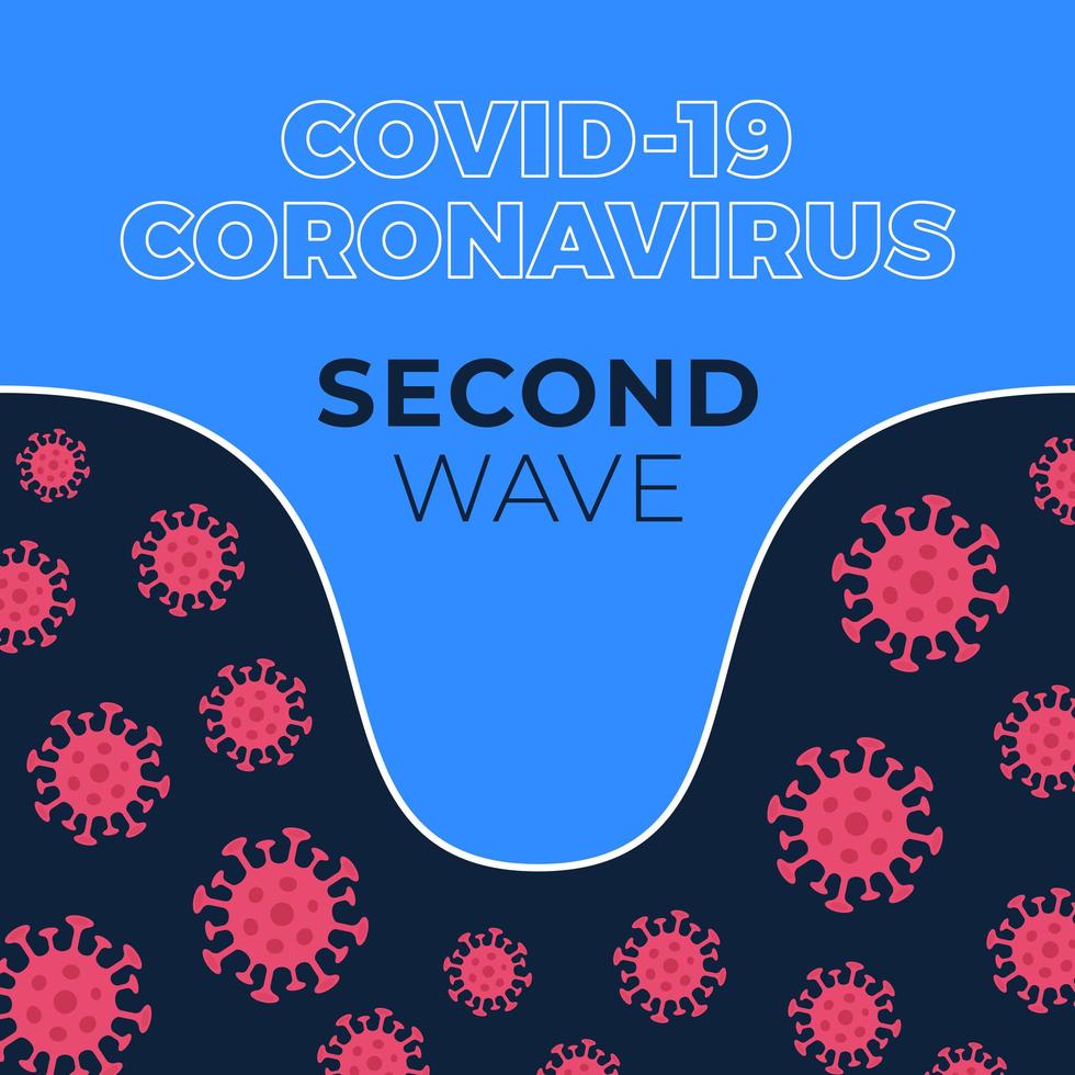 covid-19 deuxième vague. graphique montrant l'ampleur de la deuxième vague d'infection à coronavirus. illustration vectorielle stock vecteur