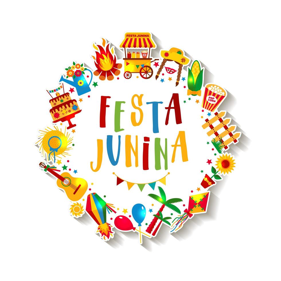 Fête du village festa junina en amérique latine vecteur