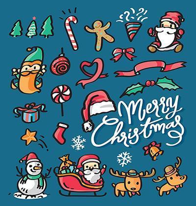 joyeux noël doodle clipart vecteur