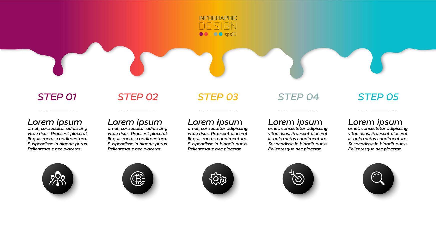 le design moderne est divisé en 5 étapes vecteur