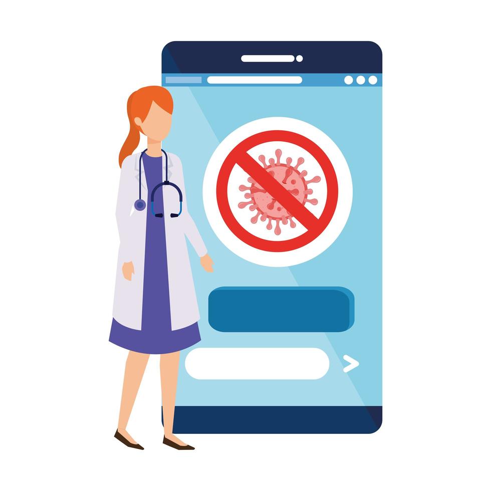 médecine en ligne avec médecin et smartphone vecteur