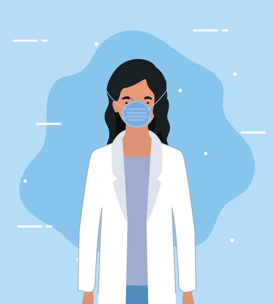 Femme médecin avec masque contre la conception de vecteur de virus ncov 2019