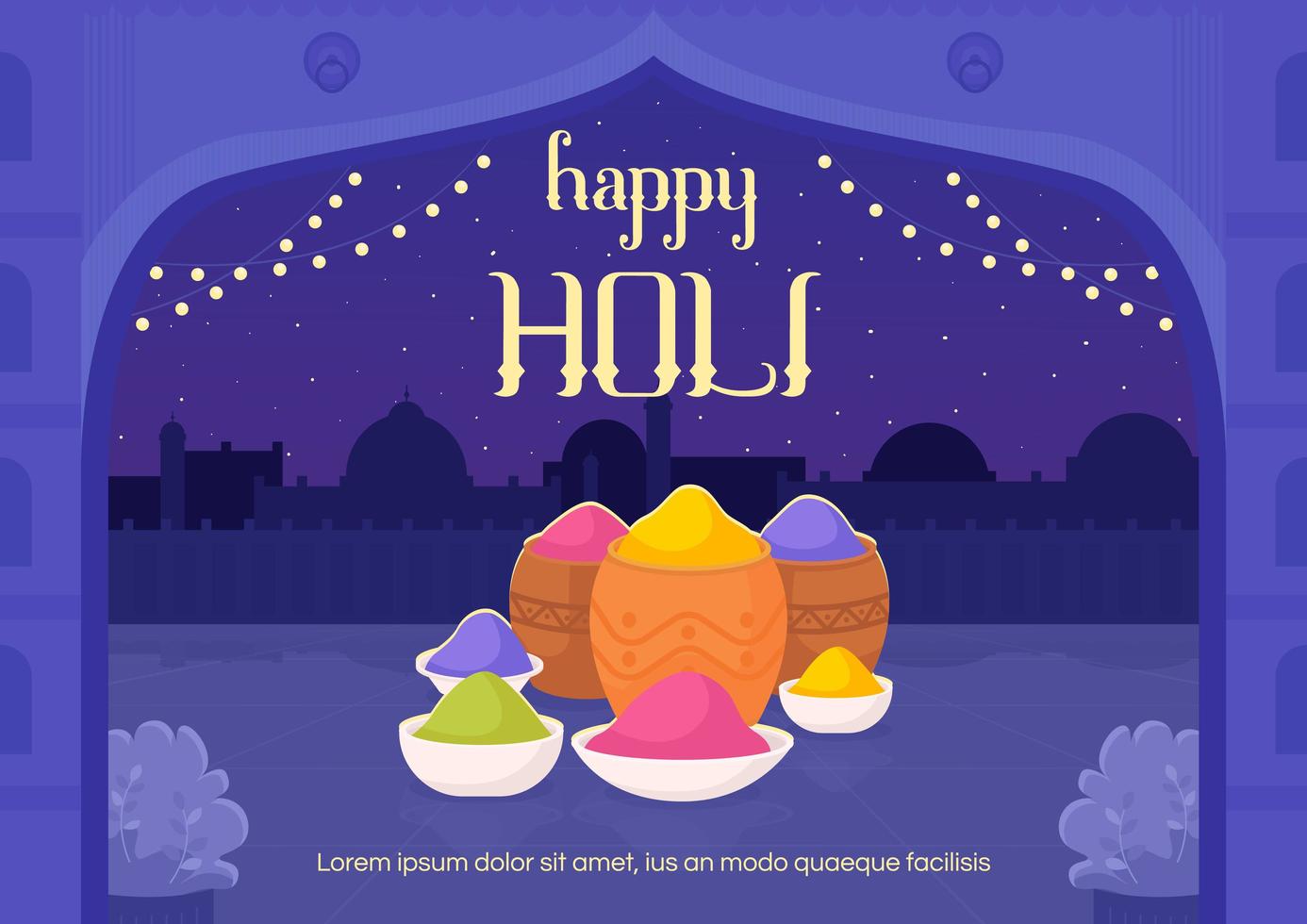 modèle de vecteur plat bannière joyeux holi.