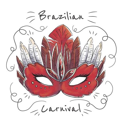 Masque brésilien aquarelle rouge vecteur