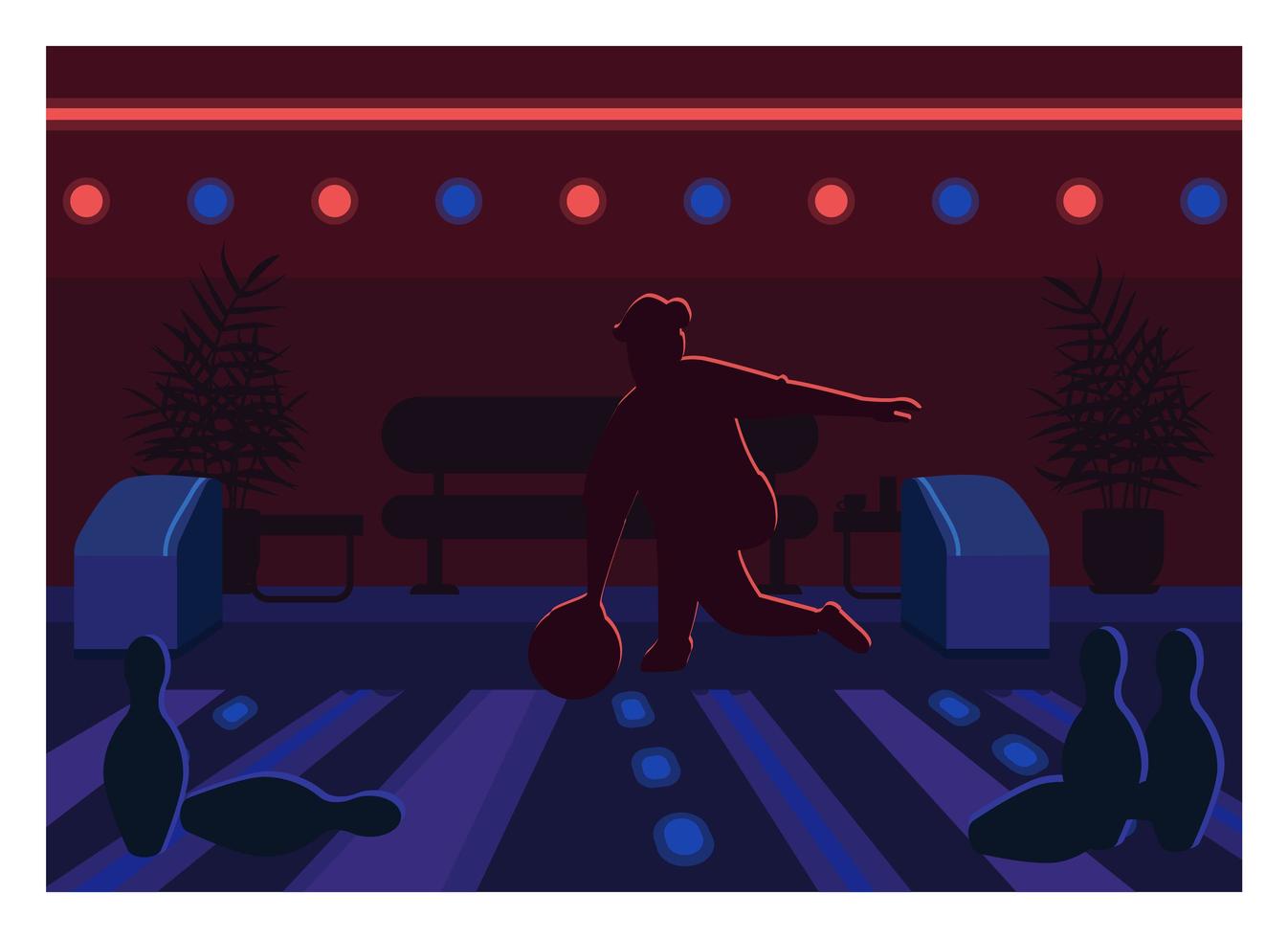 illustration vectorielle de bowling plat couleur vecteur