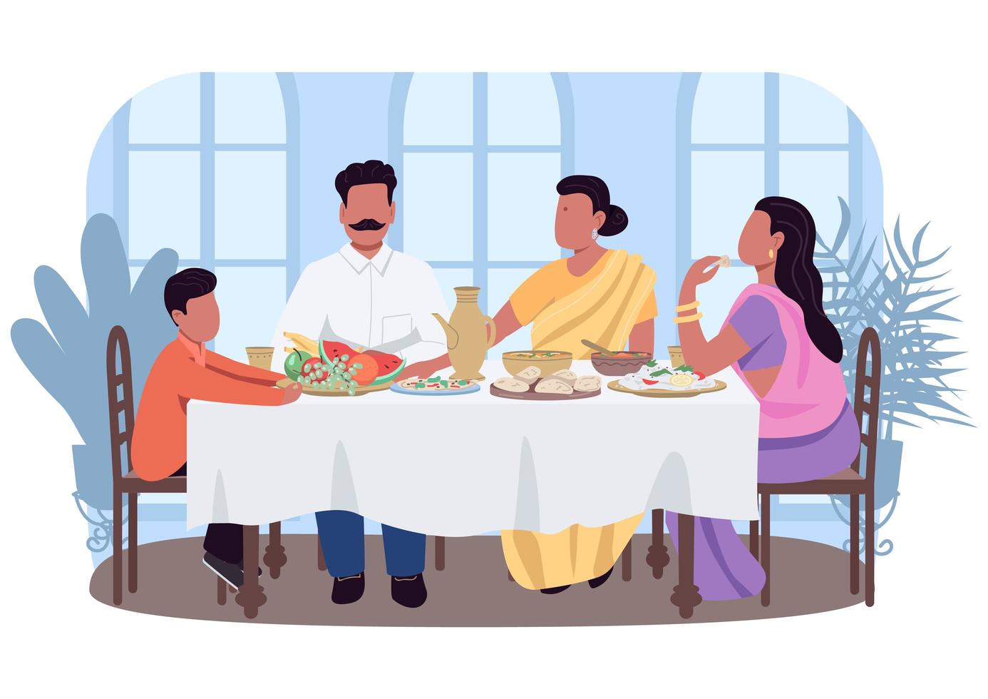 bannière web vecteur 2d dîner traditionnel indien, affiche