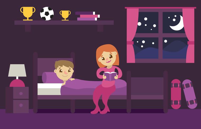 Bedtime Flat Illustration Vecteur