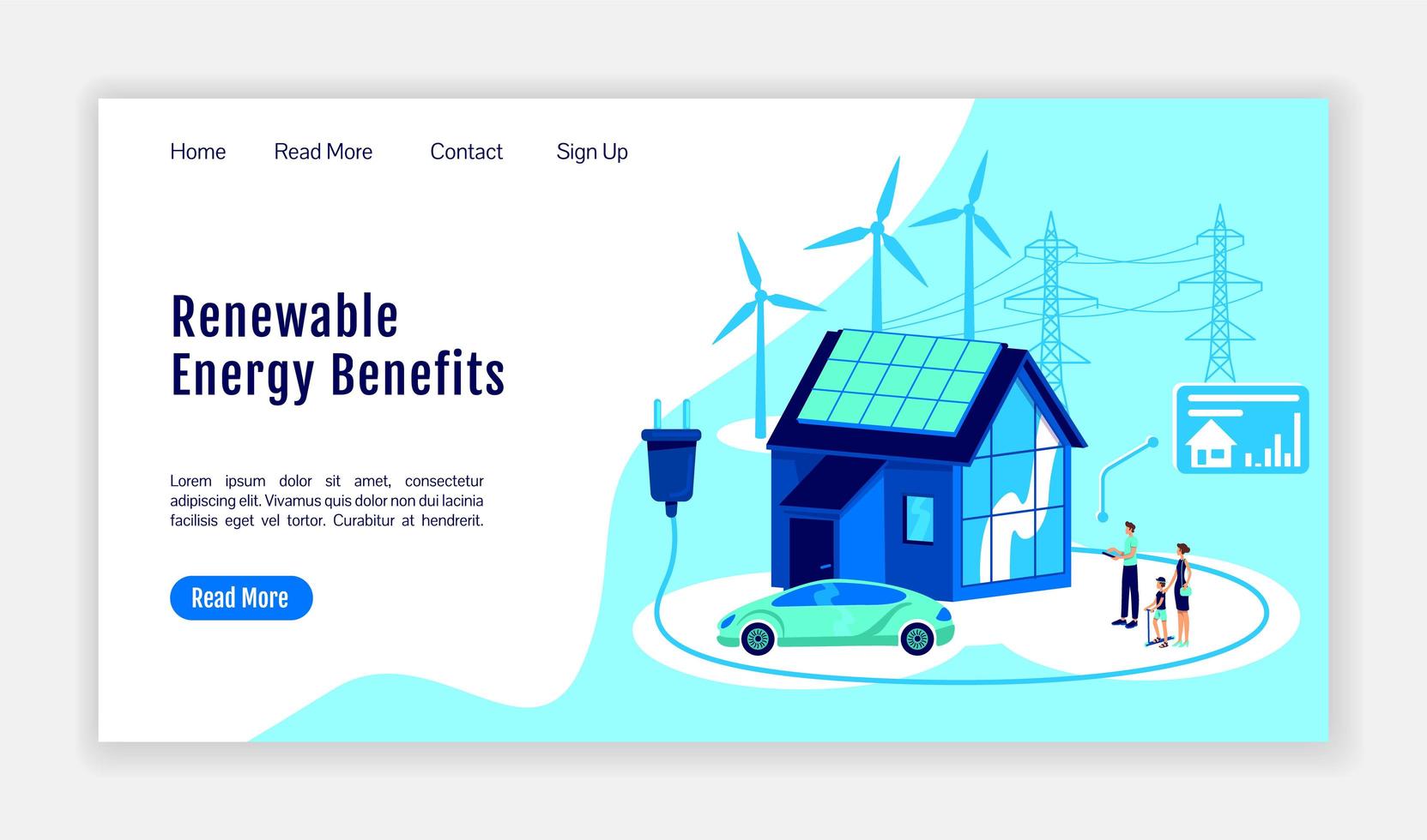 page d'accueil des avantages des énergies renouvelables vecteur