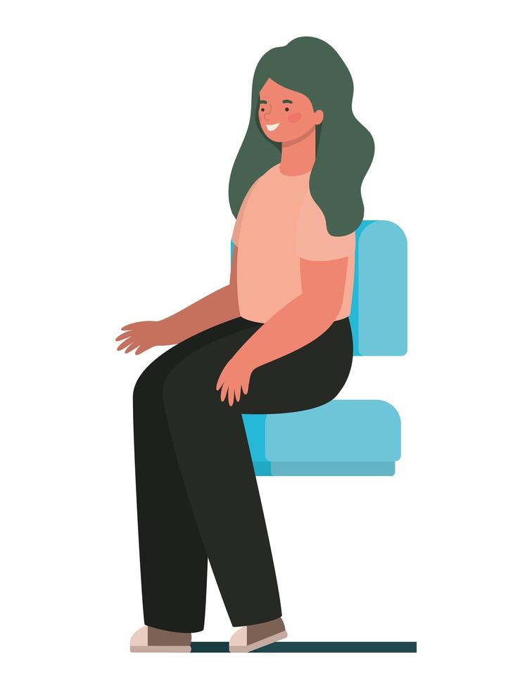 dessin animé femme heureuse assis sur la conception de vecteur de siège
