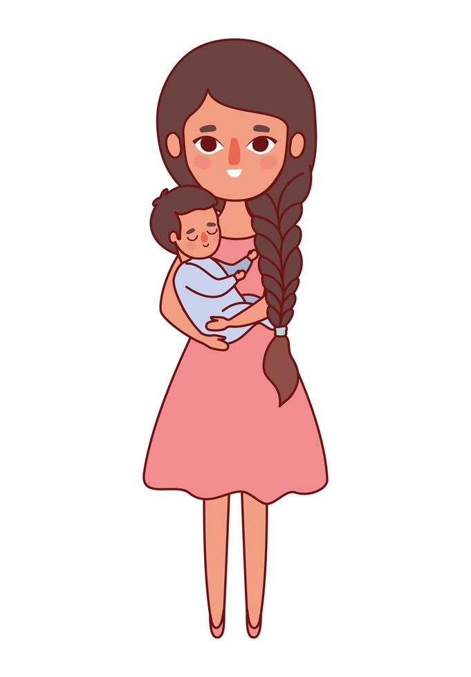 mère avec dessin vectoriel bébé