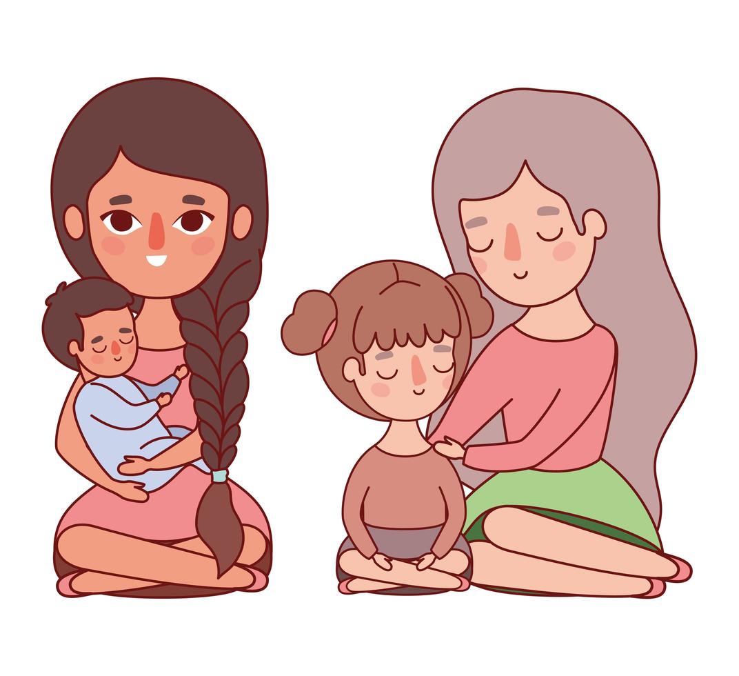 mères avec conception de vecteur bébé et fille