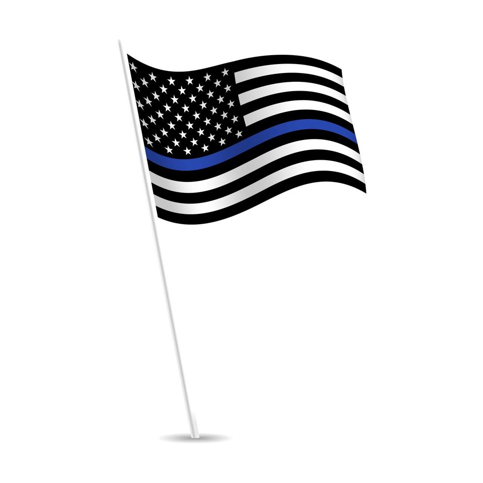 drapeau des États-Unis de vecteur avec ligne bleue pour honorer la police et la loi. arrière-plan, officier.