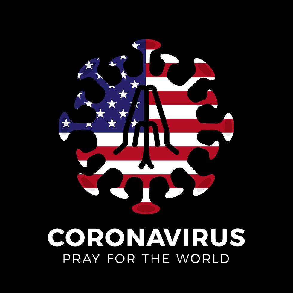 priez pour les États-Unis, coronavirus ou covid-19, 2019-ncov. illustration vectorielle de stock. vecteur