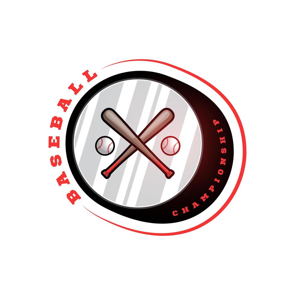 logo vectoriel circulaire de baseball avec chauve-souris croisée. typographie professionnelle moderne sport emblème de vecteur de style rétro et modèle de conception de logo de baseball création de logo rouge.