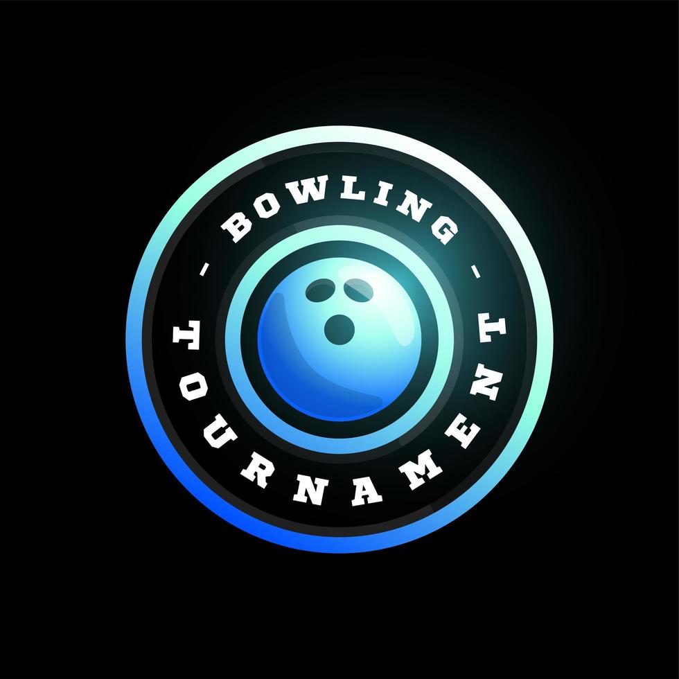 logo vectoriel circulaire de bowling. typographie professionnelle moderne sport emblème de vecteur de style rétro et conception de logo de modèle. logotype bleu de bowling.