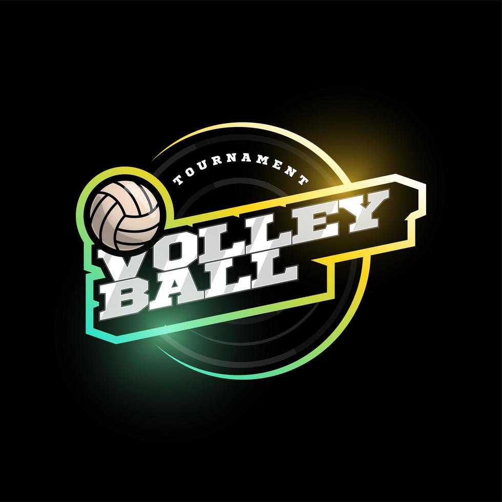 logo vectoriel de volley-ball. typographie professionnelle moderne sport emblème de vecteur de style rétro et conception de logo de modèle. logo coloré de volleyball