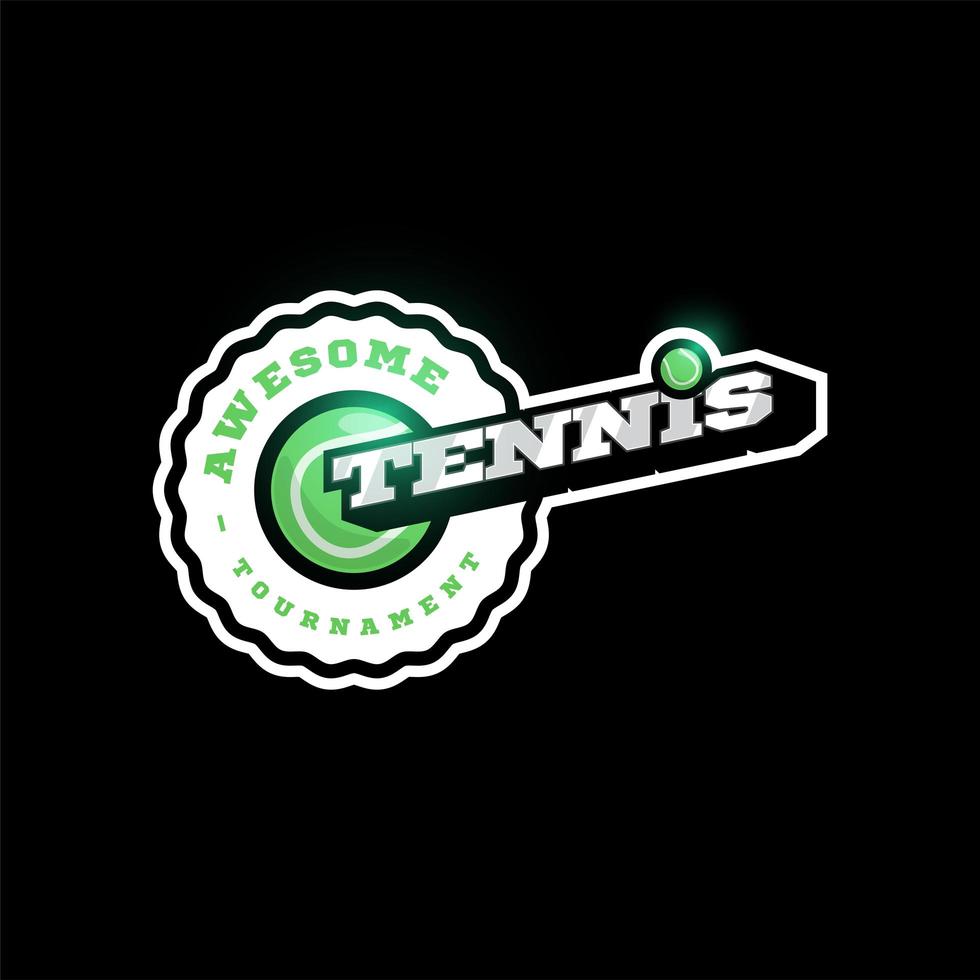 tennis vector logo de typographie sport professionnel moderne dans un style rétro. emblème de conception de vecteur, insigne et création de logo de modèle sportif