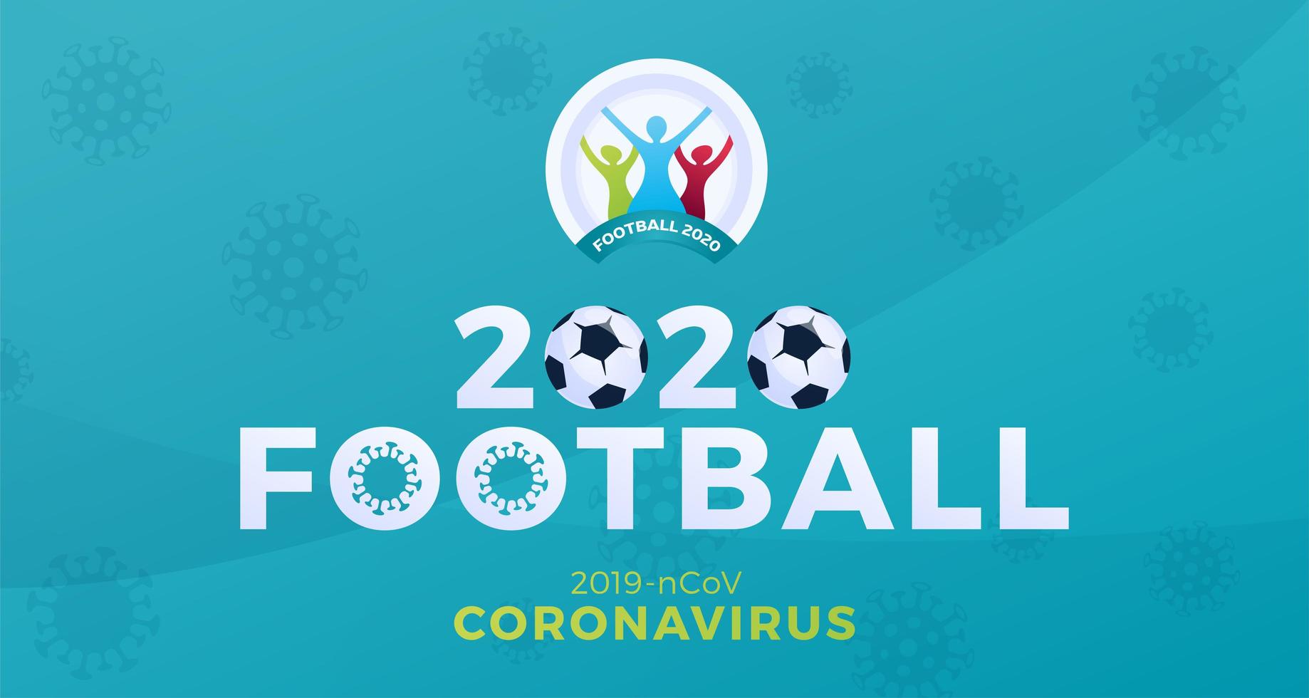 2020 football vecteur bannière attention coronavirus. arrêter l'épidémie de 2019-ncov. danger de coronavirus et risque de maladie pour la santé publique et épidémie de grippe. annulation du concept d'événements sportifs et de matchs