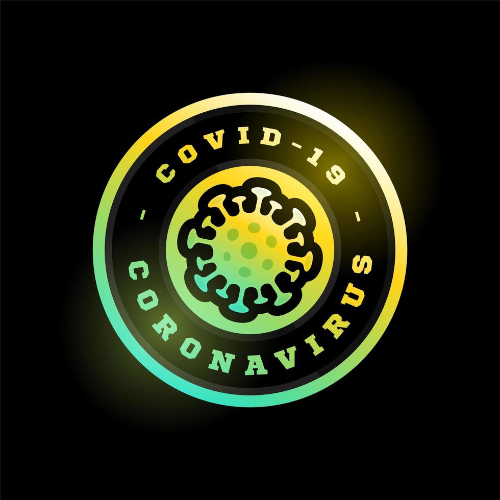 logo vectoriel coronavirus covid-19. éclosion de cercle professionnel moderne sport 2019-ncov dans l'emblème de vecteur de style rétro et la conception de logo de modèle. danger de coronavirus et maladie à risque pour la santé publique